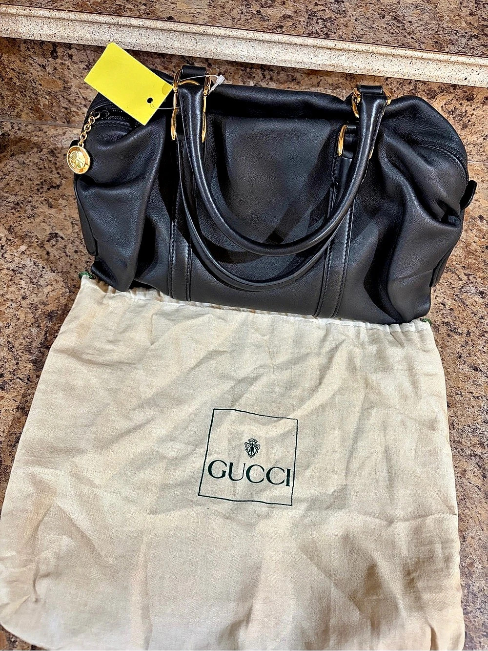 Gucci Black Leather BOSTON Bag